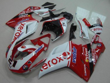 Meilleurs Carénage Moto Ducati 848 1098 1198 2007-2014 - Blanc Rouge Noir Brillant Valsir Xerox OEM Style 21