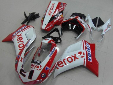 Meilleurs Carénages Moto Ducati 848 1098 1198 2007-2014 - Blanc Rouge Noir Brillant Valsir Xerox OEM Style 21