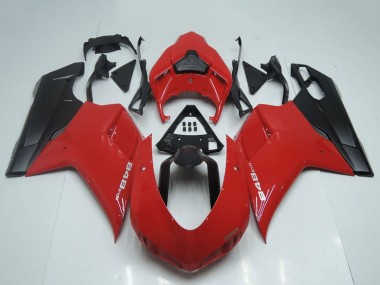 Meilleurs Carénages Moto Ducati 848 2007-2014 - Rouge Noir Mat OEM Style