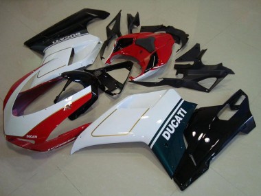 Meilleurs Carénage Moto Ducati 1098 2007-2014 - Blanc Rouge Noir Brillant