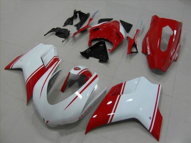 Meilleurs Carénages Moto Ducati 848 2007-2014 - Blanc Rouge Courses Version