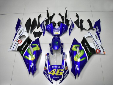 Meilleurs Carénages Moto Yamaha YZF R6 2017-2023 - Blanc Bleu Noir Vert Monstre MoviStar 46