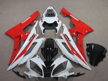 Meilleurs Carénage Moto Yamaha YZF R6 2006-2007 - Blanc Rouge Noir Brillant