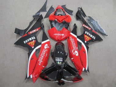 Meilleurs Carénages Moto Yamaha YZF R6 2008-2016 - Rouge Blanc Noir Brillant Volvo Santander Fimer