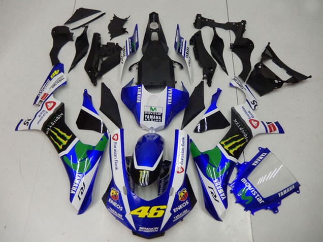 Carénages Moto Yamaha YZF R1 2015-2019 - Blanc Bleu Noir Vert ENEOS MoviStar Monstre 46