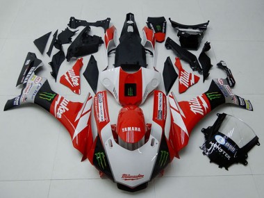 Meilleurs Carénages Moto Yamaha YZF R1 2015-2019 - Blanc Rouge Noir Vert Monstre Milwaukee