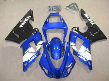 Meilleurs Carénages Moto Yamaha YZF R1 1998-1999 - Bleu Blanc Noir Brillant