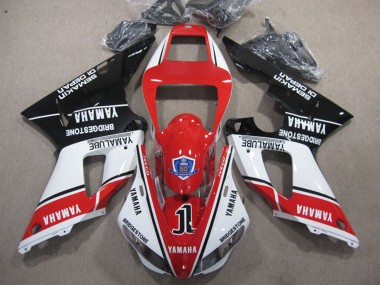 Meilleurs Carénages Moto Yamaha YZF R1 1998-1999 - Blanc Rouge Noir Brillant Yamalube 50