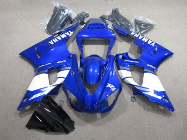 Meilleurs Carénages Moto Yamaha YZF R1 1998-1999 - Bleu Blanc Décalque