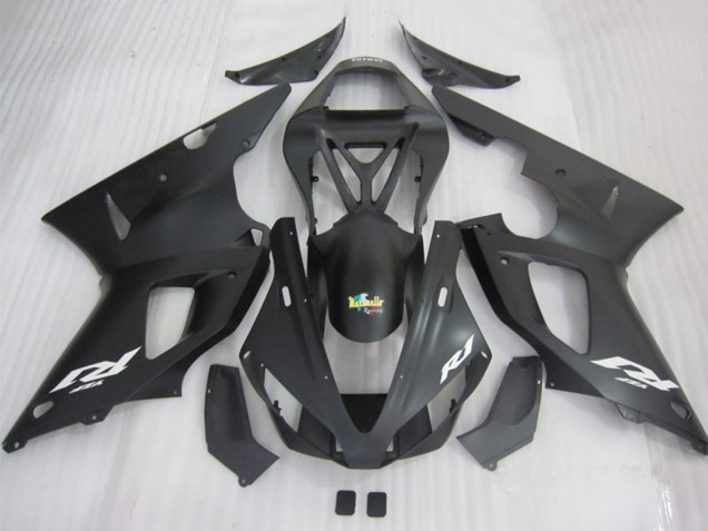 Carénages Moto Yamaha YZF R1 2000-2001 - Noir Mat Blanc Décalque