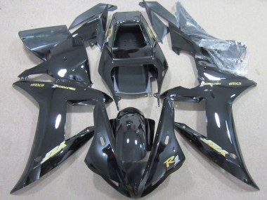 Meilleurs Carénages Moto Yamaha YZF R1 2002-2003 - Noir Brillant Or Décalque