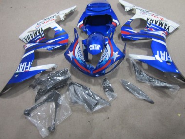 Meilleurs Carénages Moto Yamaha YZF R1 2002-2003 - Blanc Bleu Rouge Motul Fiat