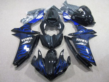 Meilleurs Carénages Moto Yamaha YZF R1 2007-2008 - Noir Brillant Bleu Flamme
