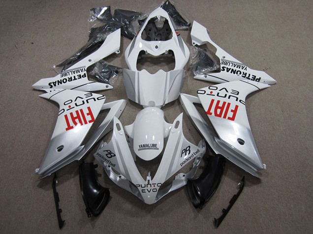 Carénages Moto Yamaha YZF R1 2007-2008 - Argent Blanc Rouge Fiat