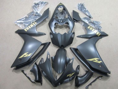 Meilleurs Carénages Moto Yamaha YZF R1 2007-2008 - Noir Mat Or Décalque