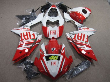 Meilleurs Carénages Moto Yamaha YZF R1 2007-2008 - Blanc Rouge Fiat 46
