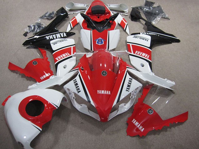 Carénage Moto Yamaha YZF R1 2007-2008 - Blanc Rouge Noir Brillant