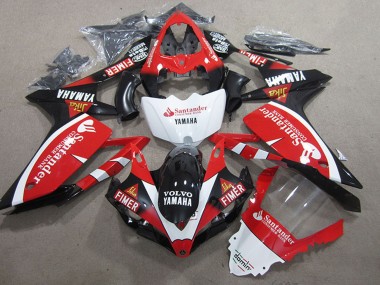 Meilleurs Carénages Moto Yamaha YZF R1 2007-2008 - Rouge Blanc Noir Volvo Santander Fimer