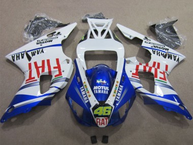 Meilleurs Carénages Moto Yamaha YZF R1 2009-2011 - Blanc Bleu Rouge Fiat Motul Dunlop 46