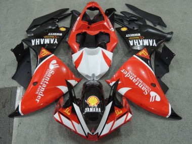 Meilleurs Carénages Moto Yamaha YZF R1 2009-2011 - Rouge Blanc Noir Santander Rouge