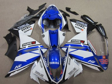 Meilleurs Carénages Moto Yamaha YZF R1 2012-2014 - Blanc Bleu Noir Pizzoli ENEOS Yamalube Semakin Didepan