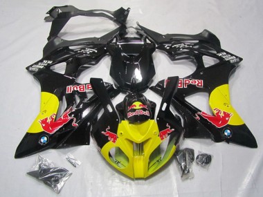 Meilleurs Carénages Moto BMW S1000RR 2009-2014 - Noir Brillant Jaune Red Bull