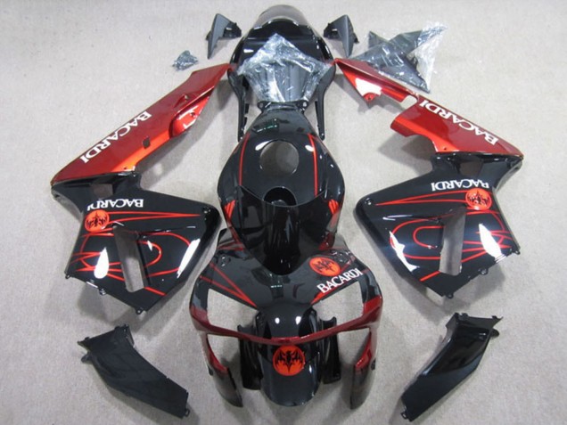 Carénages Moto Honda CBR600RR 2003-2004 - Noir Brillant Rouge RACARDI