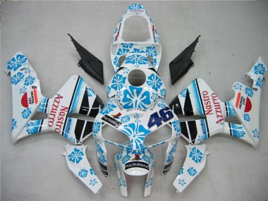 Meilleurs Carénages Moto Honda CBR600RR 2005-2006 - Blanc Bleu Rouge Nastro Azzurro 46