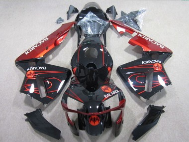 Meilleurs Carénages Moto Honda CBR600RR 2005-2006 - Noir Brillant Rouge BACARDI
