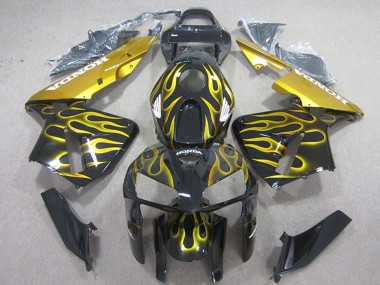Meilleurs Carénages Moto Honda CBR600RR 2005-2006 - Noir Brillant Jaune Flamme