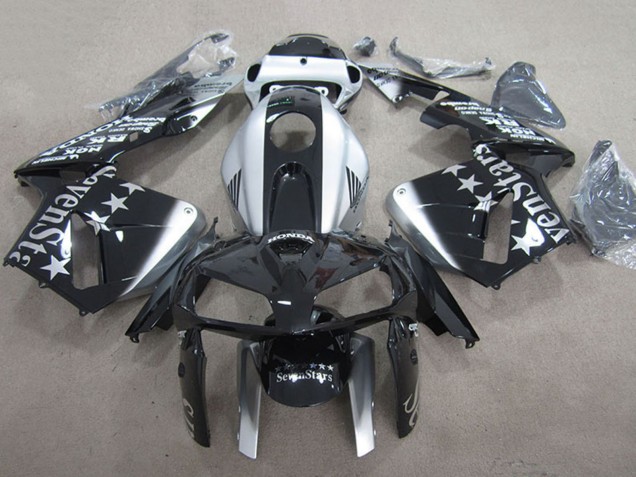 Carénages Moto Honda CBR600RR 2005-2006 - Noir Brillant Argent SevenStars