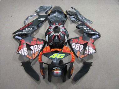 Meilleurs Carénages Moto Honda CBR600RR 2005-2006 - Noir Mat Valentino Rossi Repsol 46