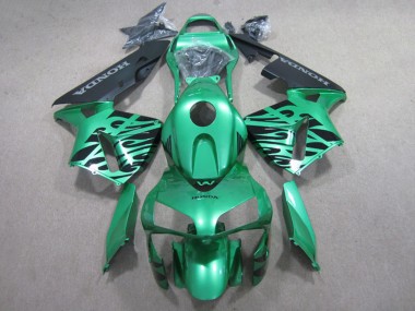 Meilleurs Carénages Moto Honda CBR600RR 2007-2008 - Vert Noir Brillant Flamme