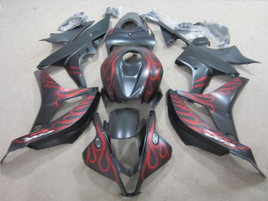 Meilleurs Carénages Moto Honda CBR600RR 2007-2008 - Noir Mat Rouge Flamme
