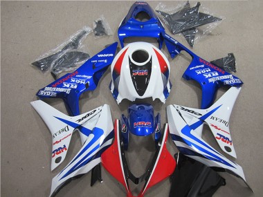 Meilleurs Kits Carénage Moto ABS Honda CBR600RR 2007-2008 - Blanc Rouge Bleu HRC