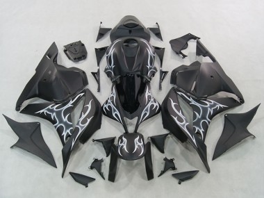 Meilleurs Carénages Moto Honda CBR600RR 2007-2008 - Noir Mat Argent Flamme