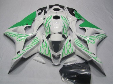 Meilleurs Carénages Moto Honda CBR600RR 2007-2008 - Blanc Vert Flamme