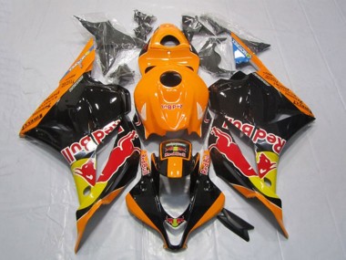 Meilleurs Carénages Moto Honda CBR600RR 2009-2012 - Orange Jaune Noir Brillant Red Bull