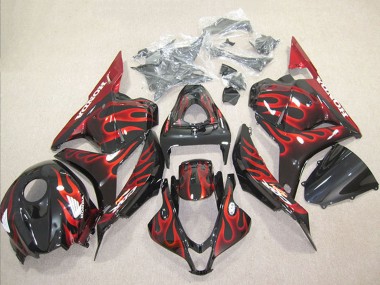 Meilleurs Carénage Moto Honda CBR600RR 2009-2012 - Noir Brillant Rouge Flamme