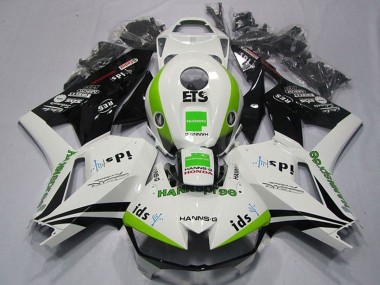 Meilleurs Carénages Moto Honda CBR600RR 2013-2023 - Blanc Vert Noir Brillant Hannspree ETS