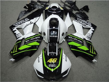 Meilleurs Carénages Moto Honda CBR600RR 2013-2023 - Blanc Vert Noir Brillant Semakin Didepan Monstre