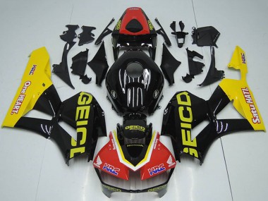 Meilleurs Carénages Moto Honda CBR1000RR 2012-2016 - Rouge Jaune Noir Brillant HRC One Heart GEICO