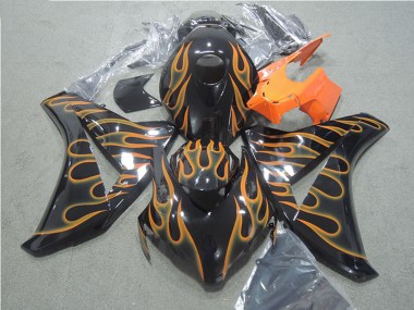 Meilleurs Carénages Moto Honda CBR1000RR 2008-2011 - Noir Brillant Orange Flamme