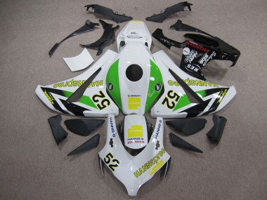 Meilleurs Carénages Moto Honda CBR1000RR 2008-2011 - Blanc Vert Jaune Noir Brillant Hannspree 52