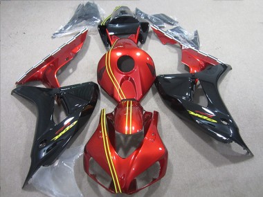 Meilleurs Carénages Moto Honda CBR1000RR 2006-2007 - Rouge Jaune Noir Brillant