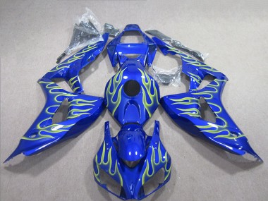 Meilleurs Carénages Moto Honda CBR1000RR 2006-2007 - Bleu Vert Flamme