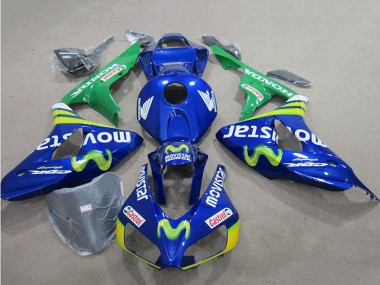 Meilleurs Carénages Moto Honda CBR1000RR 2006-2007 - Bleu Vert Jaune MoviStar Castrol