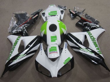 Meilleurs Carénages Moto Honda CBR1000RR 2006-2007 - Blanc Vert Noir Brillant Hannspree