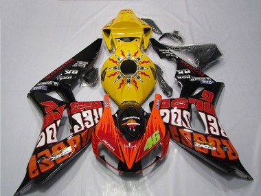 Meilleurs Carénage Moto Honda CBR1000RR 2004-2005 - Jaune Orange Noir Brillant Repsol Rossi 46