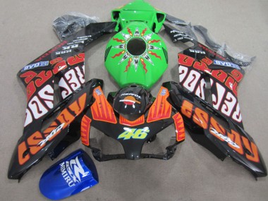 Meilleurs Carénages Moto Honda CBR1000RR 2004-2005 - Orange Vert Rossi Noir Brillant Repsol Rossi 46